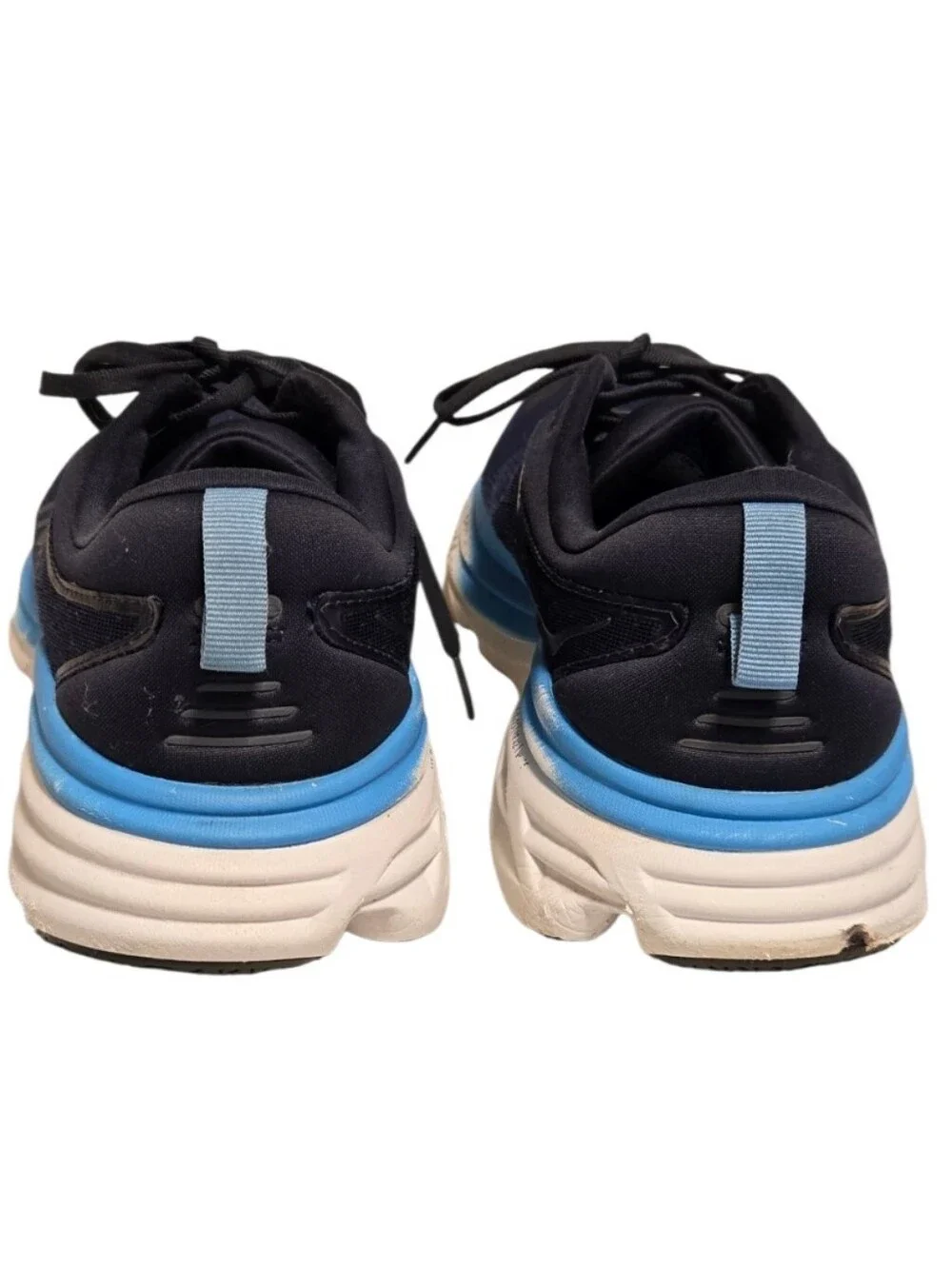 HOKA Men's Bondi 8 Navy Blue Running Shoes with Light Blue Accents Size 9.5D